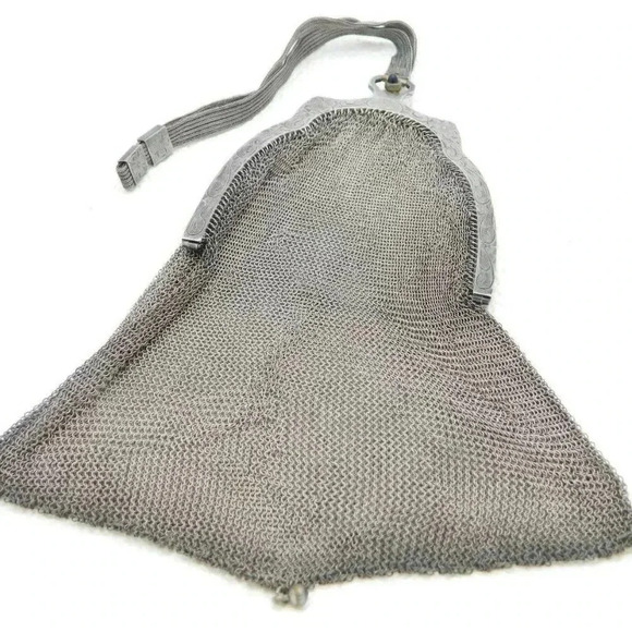Antique Whiting Davis Silver Tone Metal Mesh Purse - Picture 1 of 8